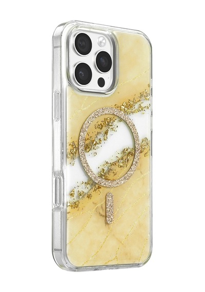 Onegif Apple İphone 16 Pro Max Lotus Simli Magsafe Kapak - Gümüş - Gümüş