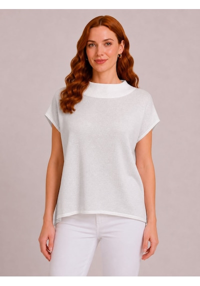 Neden Tekstil Kadın Beyaz Relaxed Fit Triko Kısa Kollu T-shirt
