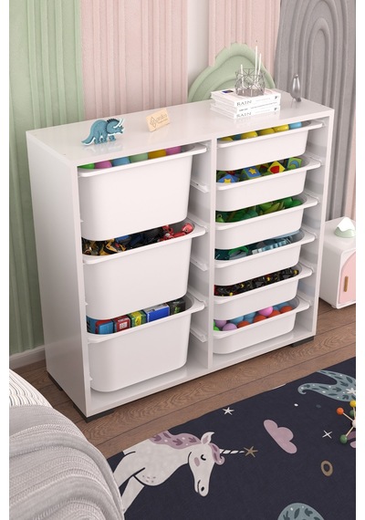 Carla 9 Sepetli Çok Amaçlı Oyuncak Dolabı Beyaz Carla 9 Sepetli Çok Amaçlı Oyuncak Dolabı Beyaz