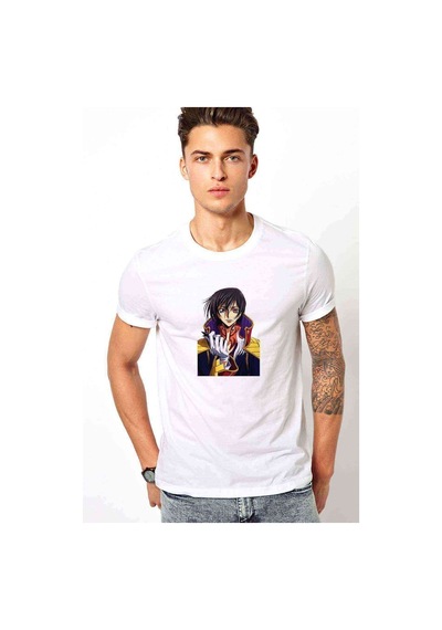 Anime One Baskılı Beyaz Erkek Tshirt