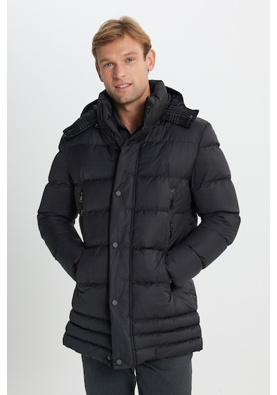 AC&Co / Altınyıldız Classics Erkek Siyah Standart Fit Normal Kesim Çıkma Kapüşonlu Dik Yaka Yan Cepli Kaban Siyah AC&Co / Altınyıldız Classics Erkek Siyah Standart Fit Normal Kesim Çıkma Kapüşonlu Dik Yaka Yan Cepli Kaban Siyah