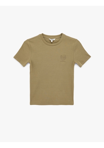Koton Pamuklu Slim Fit Kısa Kollu Bisiklet Yaka Nakış Detaylı Fitilli Tişört Yeşil 6sak50074ek Yeşil Koton Pamuklu Slim Fit Kısa Kollu Bisiklet Yaka Nakış Detaylı Fitilli Tişört Yeşil 6sak50074ek Yeşil