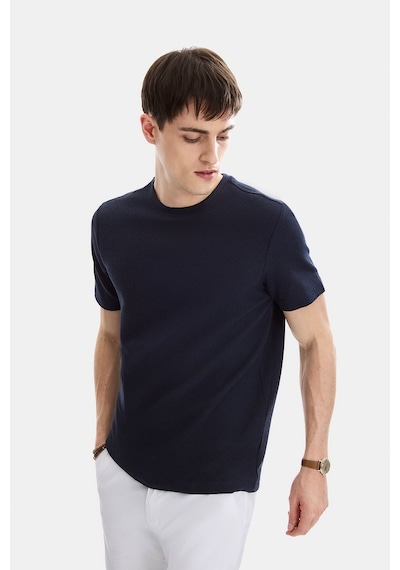 Backandbond Lacivert Regular Fit Örme Bisiklet Yaka Tişört