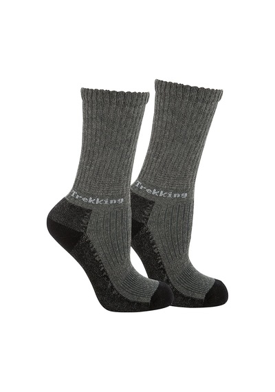Thermoform Trekking Extra Dolgulu, Darbe Emici Kışlık Unisex Çocuk Çorap Antrasit Renkli