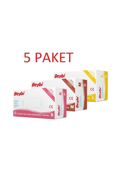 Beybi Pudrasız Latex Muayene Eldiveni 100'lü x 5 Kutu