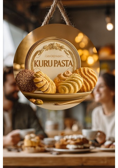 Kuru Pasta Temalı İpli Ahşap Kapı Duvar Süsü, Pastane, Tatlı Dükkanı, Cafe Tablo Dekoru