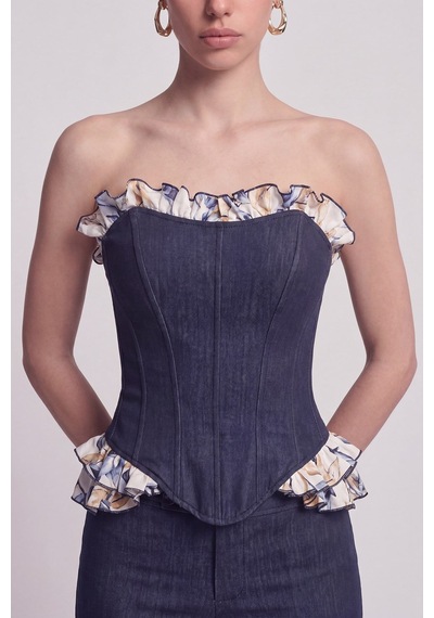 Holly Lolly Jean Görünümlü Fırfır Detaylı Korse Venus Büstiyer Lacivert Holly Lolly Jean Görünümlü Fırfır Detaylı Korse Venus Büstiyer Lacivert