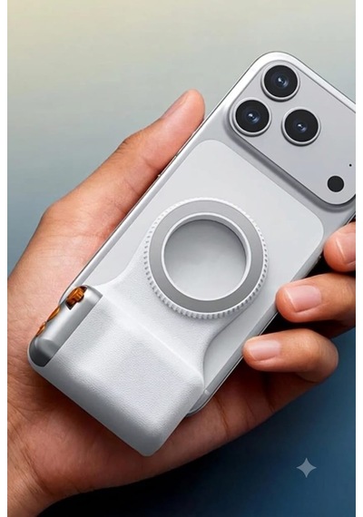Telefon Tutucu Mıknatıslı Magsafe Uyumlu Bluetooth Deklanşör Kumandalı Tutucu Pcg01 Beyaz