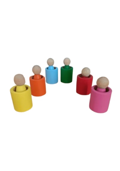 Moccotoys 6 Lı Waldorf Peg Bebek & Kase Seti Renkli