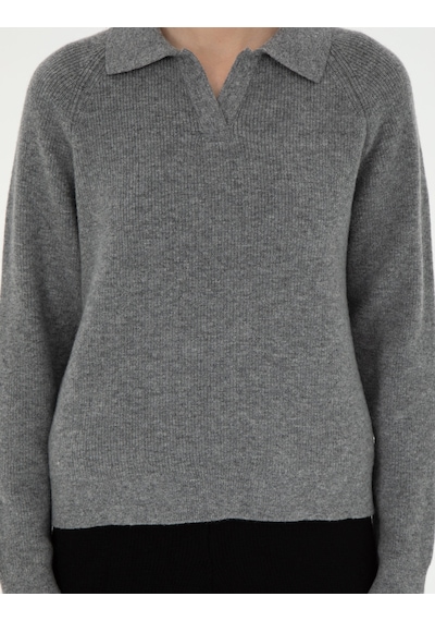 Pierre Cardin Kadın Gri Melanj Kazak /triko 50296492-vr086 GRİ MELANJ Gri Melanj