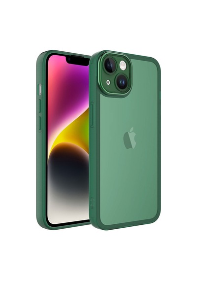 Zeyline Apple Uyumlu iPhone 14 Plus Kamera Korumalı Transparan Zore Post Kapak-koyu Yeşil