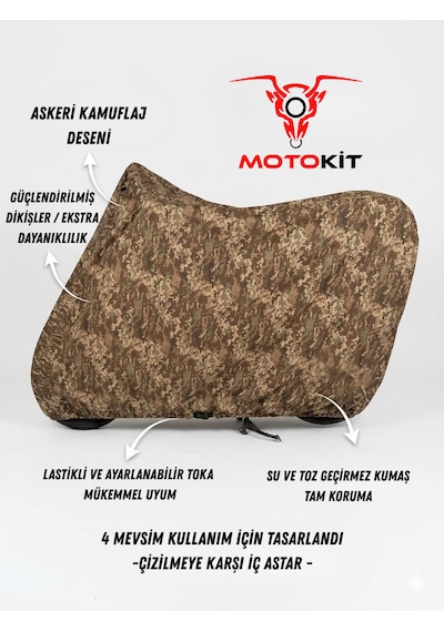 Army Kamuflaj Desenli Suya Ve Güneş Işınlarına Dayanıklı Motosiklet Brandası
