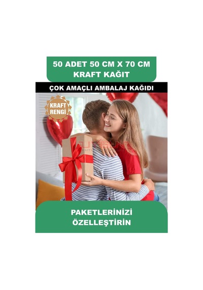 50 Adet 50cm X 70cm 100 Gr. Kraft Ambalaj Kağıdı, Çeyiz Ev Eşyası Hediye Ürün Paketleme, Çocuk Etkinlikleri