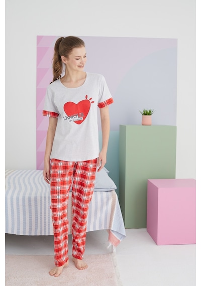 Siyah İnci Pamuklu Örme Pijama Takım 24117039 Çok Renkli