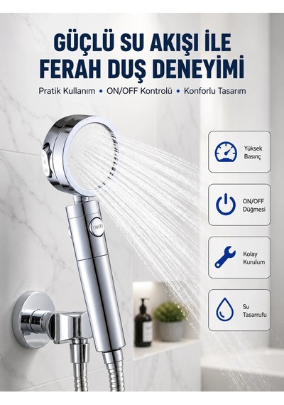 Mey İthalat Şelale Sisi Ve Masaj Özellikli Banyo Duş Başlığı Çok Renkli
