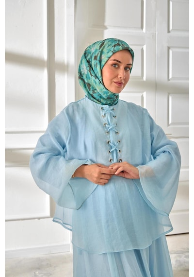 Silk Home Velora Eşarp 161001-24 Turkuaz, Antrasit, Su Yeşili