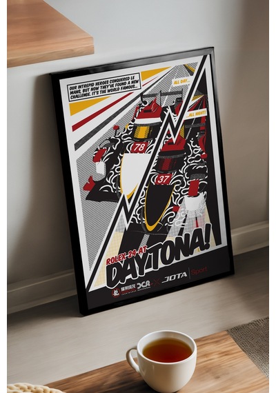 Formula 1 Daytona Siyah Ahşap Çerçeveli Poster, Spor Araba Yarış Duvar Tablosu