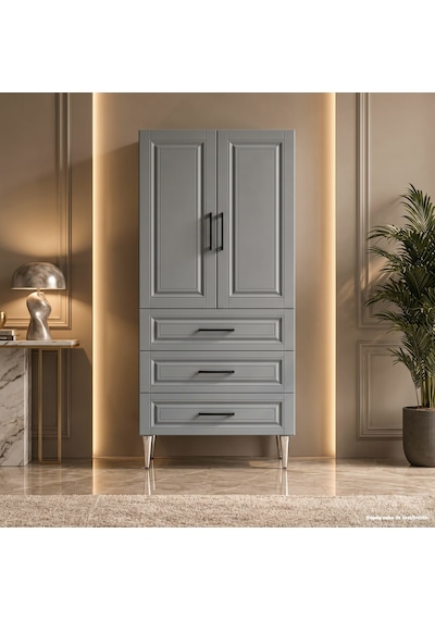 Torino Çok Amaçlı Dolap 60 Cm 2 Kapak 3 Çekmece Soft Koyu Gri - Çok Amaçlı Raflı Dolap Yeşil Torino Çok Amaçlı Dolap 60 Cm 2 Kapak 3 Çekmece Soft Koyu Gri - Çok Amaçlı Raflı Dolap Yeşil