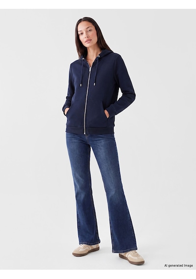 Lcw Everyday Lacivert Kalın Oversize Kadın Fermuarlı Sweatshirt