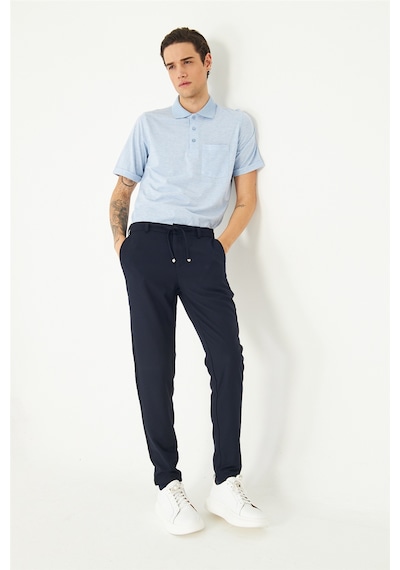 White Stone Lacivert Modern Kesim Bağcıklı Smart Casual Jogger Pantolon Lacıvert