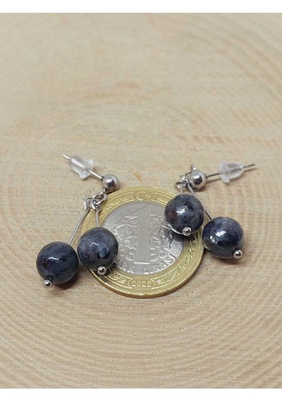 Doğaltaş Silver Çelik Küpe - Spektrolit Taşı Kiraz Serisi 55680 Çok Renkli