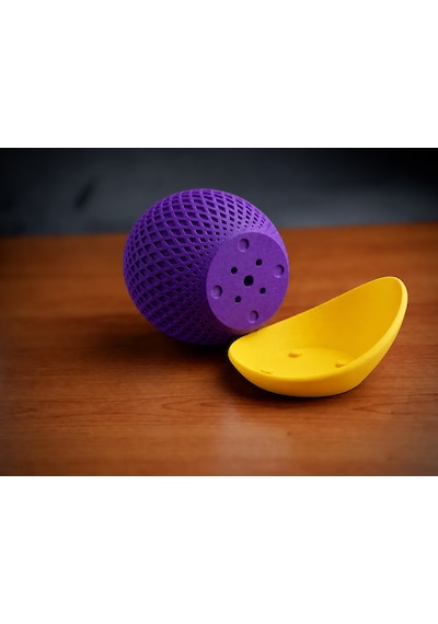 3d Baskı Küre Saksı - Kafes Dokulu İki Parçalı Dekoratif Saksı - Mor-sarı Belirtilmemis