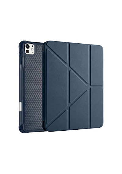 Ps Apple Uyumlu iPad Pro 11 İnç M5 / M4 Tri Folding Standlı Kılıf - Lacivert Kapaklı Kılıf