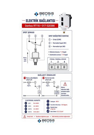 Danfoss 017-520366 Rt116 1/10 Bar Presostat