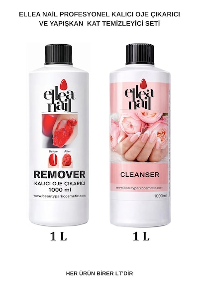 Kalıcı Oje Çıkarıcı Remover 1 L Ve Tırnak Temizleyici Cleanser 1 L Seti