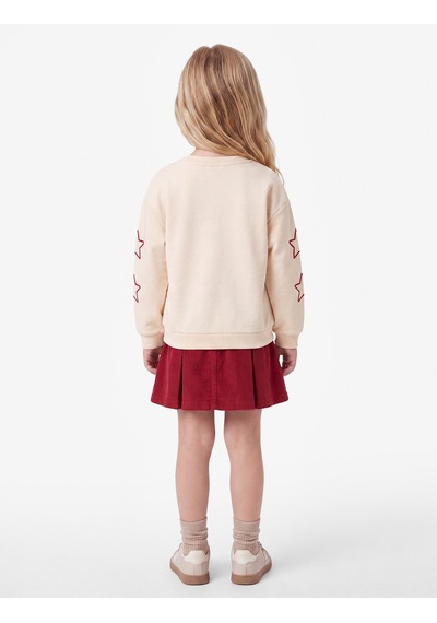 Koton Yıldız Baskılı Bisiklet Yaka Uzun Kollu Şardonlu Sweatshirt Bej 7wmg10172ak Ekru