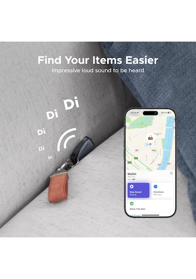 Finetrack, Apple Find My Yalnızca İos İle Uyumlu, Bagaj İçin Bluetooth İzleyici, Anahtar Bulucu, Anahtarlar, Valizler, Değiştirilebilir Pilli Pasaportlar İçin Akıllı Etiket