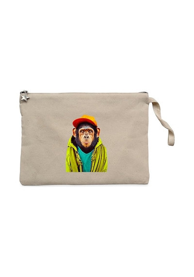 The Monkey Krem Clutch Astarlı Cüzdan / El Çantası Krem