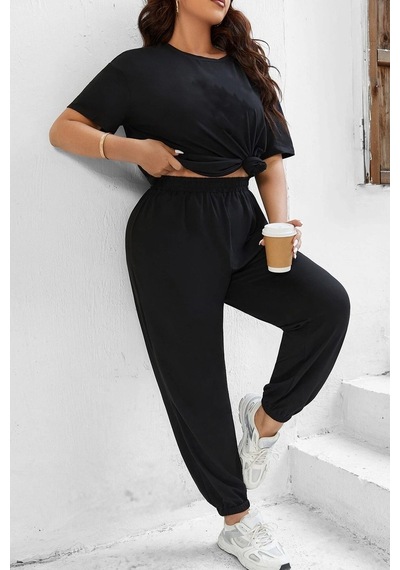 Uyguntarz Unisex Pusula Baskılı 2'li Eşofman Takımı Siyah
