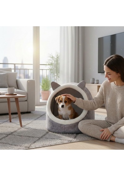 Ayrex Orret Home Keçe Kedi Köpek Evi Peluşlu / Ev Tipi Evcil Hayvan Yuvası, Sıcak Ve Konforlu Kedi Evi, Köpek Yata