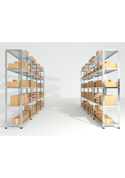 5 Katlı Galvaniz Çelik Raf - Depo, Arşiv, Kiler, Dosya, Market Rafı, Civatalı Raf Sistemi 31x93 Cm 200 Cm 0.70 Mm