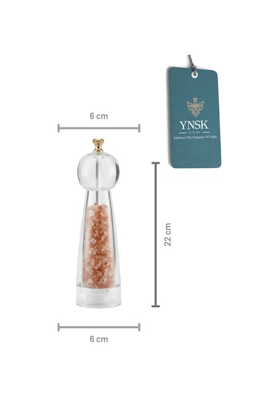 Chacha Home Luxury Purex Akrilik Tuz Ve Karabiber Değirmeni Baharat Öğütücü Şeffaf Lüx Gold Detaylı Büyük Boy