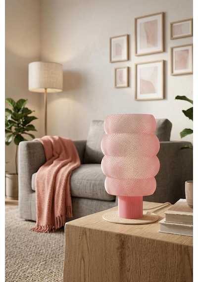 Bloom Dekoratif Masa Lambası, E27 Led, 33 Cm, Pudra Pembe