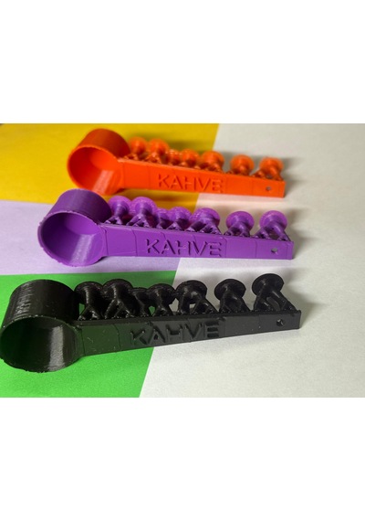 Kahve Yazılı Ağaç Gövdesi Saplı Kahve Ölçü Kaşığı 3 Lü Set Dekoratif & Ergonomik Çok Renkli