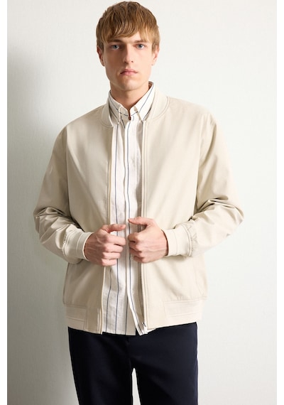 Defacto Slim Fit Bomber Yaka Fermuarlı Mont H1540ax26auer37 Ekru-er37