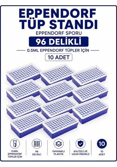 Ependorf Tüp Standı 0.5ml İçin 96 Delikli - Eppendorf Sporu 10 Adet
