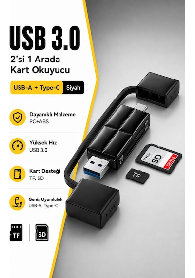 Essager Usb 3.0 Type-c Usb-a Sd Tf Micro Sd Kart Okuyucu 2'si 1 Arada Otg 5gbps