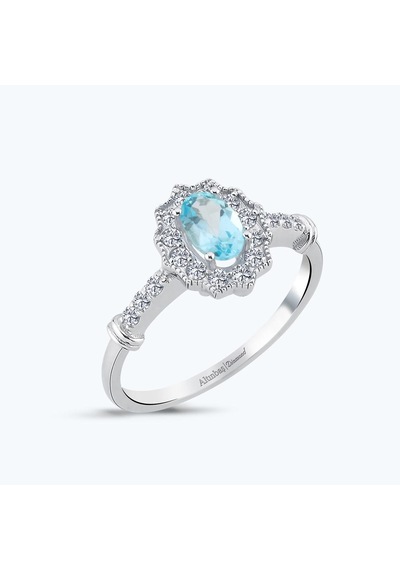 Altınbaş Pırlanta Mavi Topaz Oval Yüzük Pnf001skt-14k