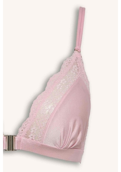 Defacto Dantel Detaylı Saten Kapsız Pedsiz Balensiz Açık Pembe Bralet G1139ax26sppn648 Pembe-pn648