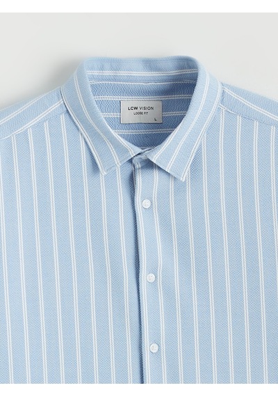 Lcw Vision Mavi Regular Fit Çizgili Armürlü Erkek Gömlek Lcw Vision Mavi Regular Fit Çizgili Armürlü Erkek Gömlek