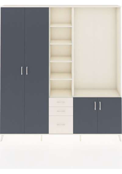 Arges Dolap 13 Raflı 3 Çekmeceli 4 Kapaklı 220x30x243 Aytaşı-antrasit/aytaşı Antrasıt/aytası Arges Dolap 13 Raflı 3 Çekmeceli 4 Kapaklı 220x30x243 Aytaşı-antrasit/aytaşı Antrasıt/aytası