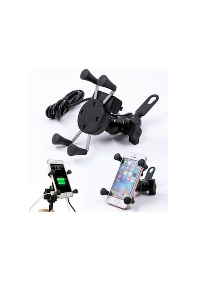 Usb Şarjlı Ayna Bağlantılı Motosiklet Telefon Tutucu Motor