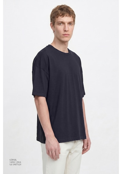 Ac&Co / Altınyıldız Classics Erkek Lacı Pamuklu Nefes Alan Terletmez Oversize Fit Rahat Kesim Bisiklet Yaka Tişört
