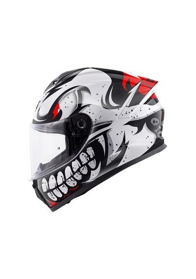 Gıvı 50.x Bones Kask Beyaz Kırmızı
