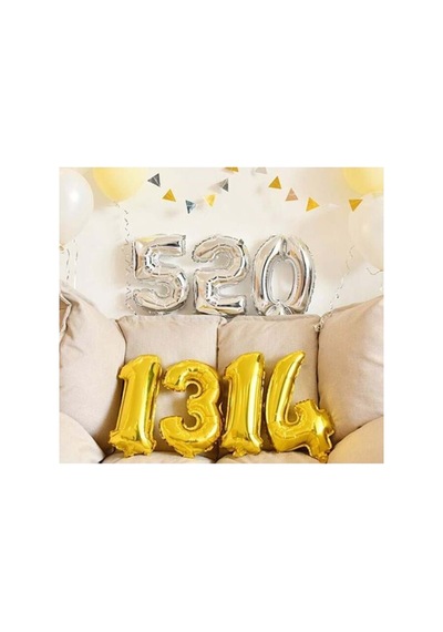 4 Rakam Folyo Gümüş Balon Küçük 35 Cm Renkli
