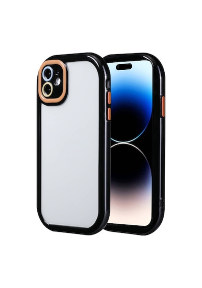 Effox Apple Uyumlu iPhone 11 Kılıf Kamera Korumalı Renkli Kenar Ve Çerçeve Tasarımlı Vitamin Ka Siyah